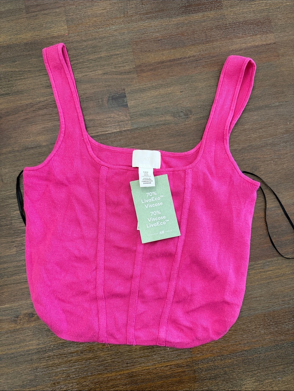 H&M Hot Pink Ribbed Crop Tank
